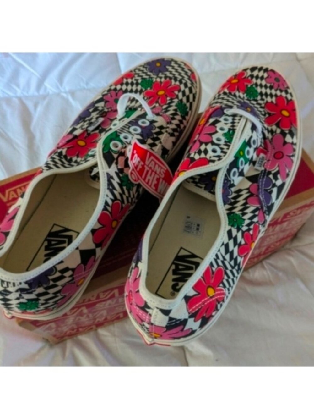 Vans Authentic Men 11.5 Printed Floral Checker Classic Canvas Retro Print 0826 - Picture 6 of 8